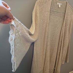 Lauren Conrad Nude Crochet Cardigan